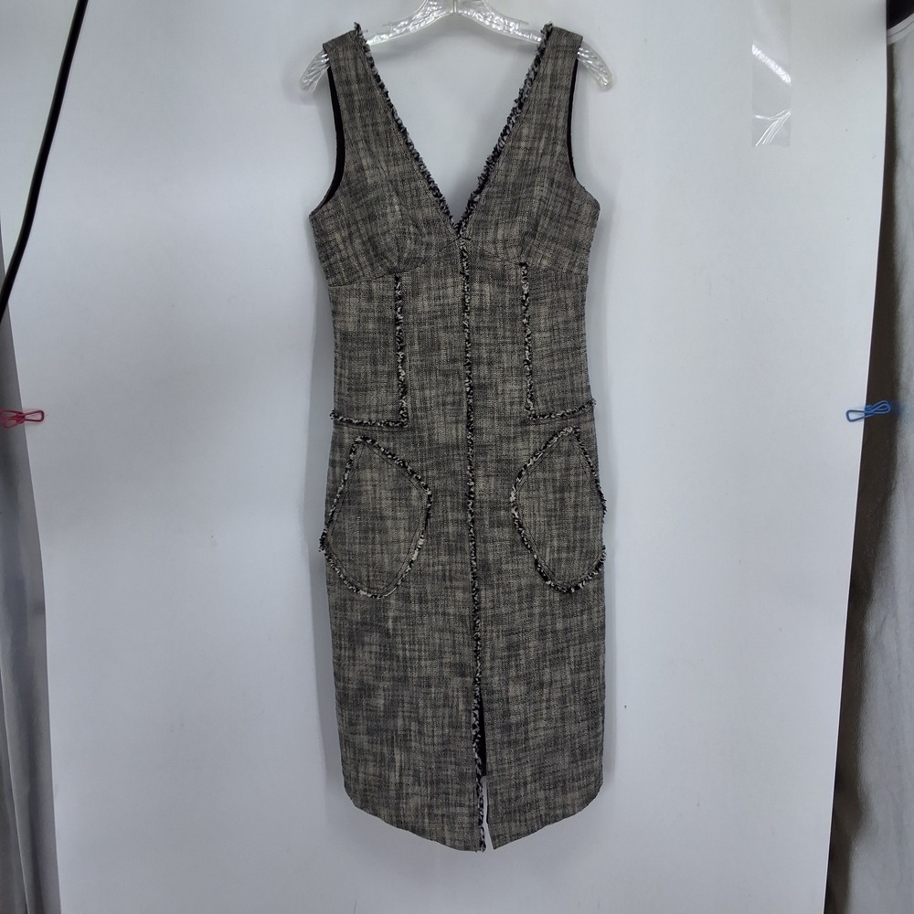 RACHEL Rachel Roy Black and Gray Tweed Midi Dress